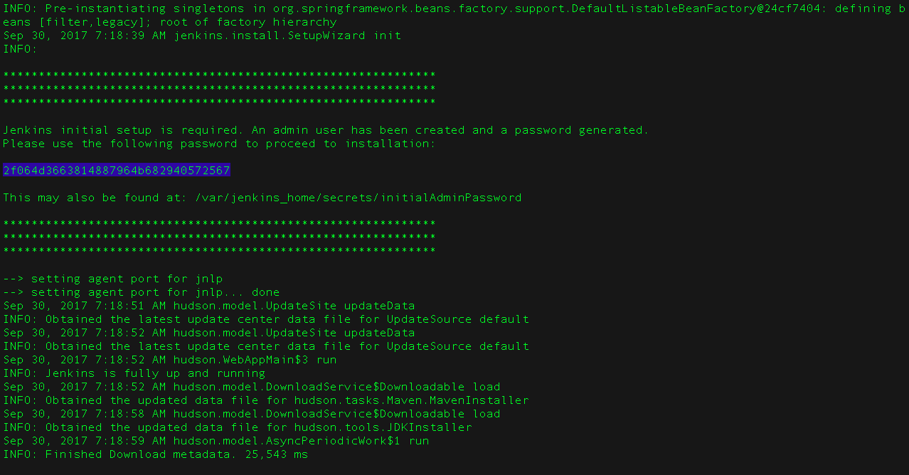 Copying initial admin password