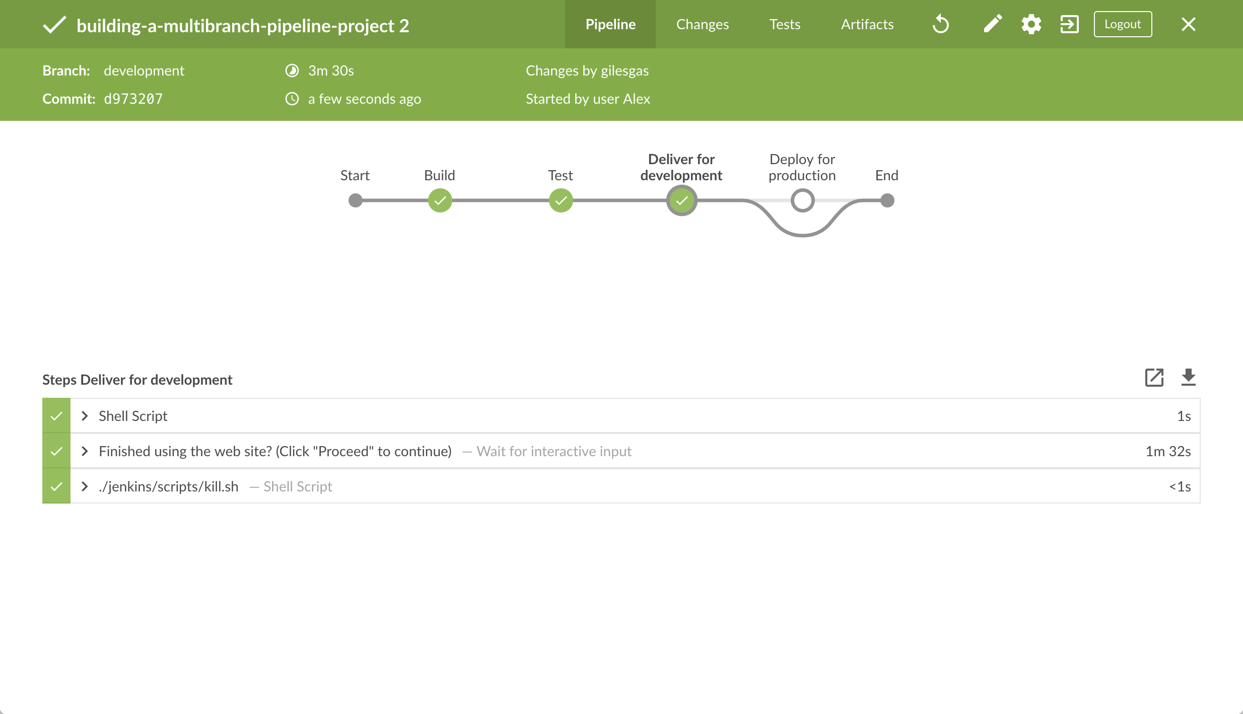 Complete Pipeline runs successfully on the _development_ branch