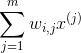 \sum_{j=1}^{m}w_{i,j} x^{(j)}