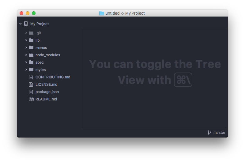 Tree view in an open project