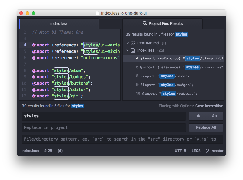 Find and replace text in your project