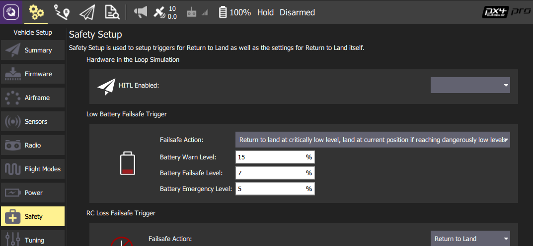 Safety Setup (QGC)