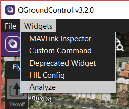 Menu for QGC Analyze Tool