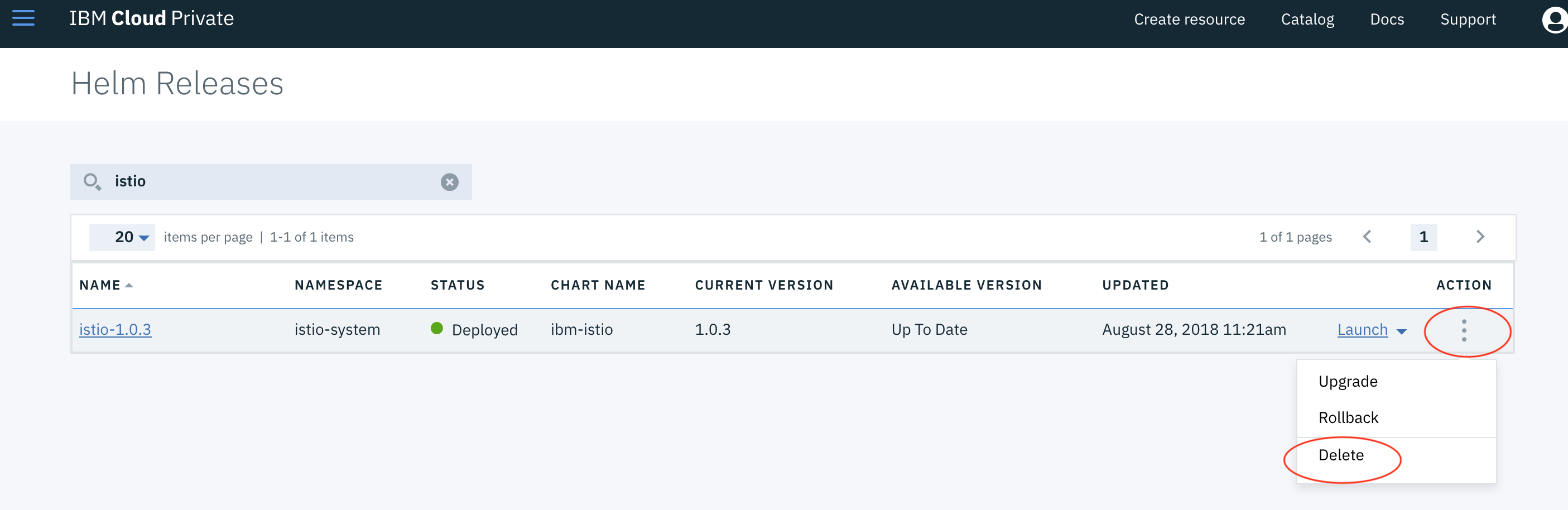 IBM 私有云 - 卸载 Istio