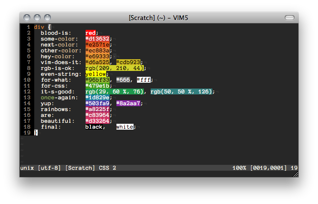 vim css color